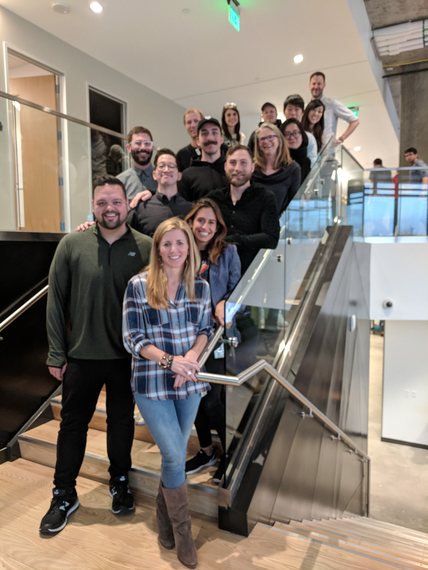 Team on stairs